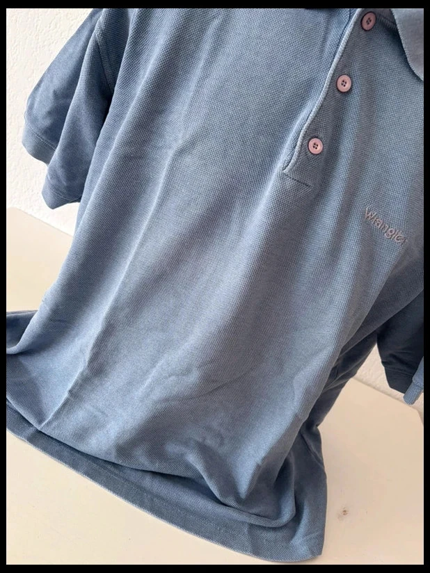 Polo de manga corta azul cielo Wrangler de punto piqué de algodón para hombre XL – photo 5